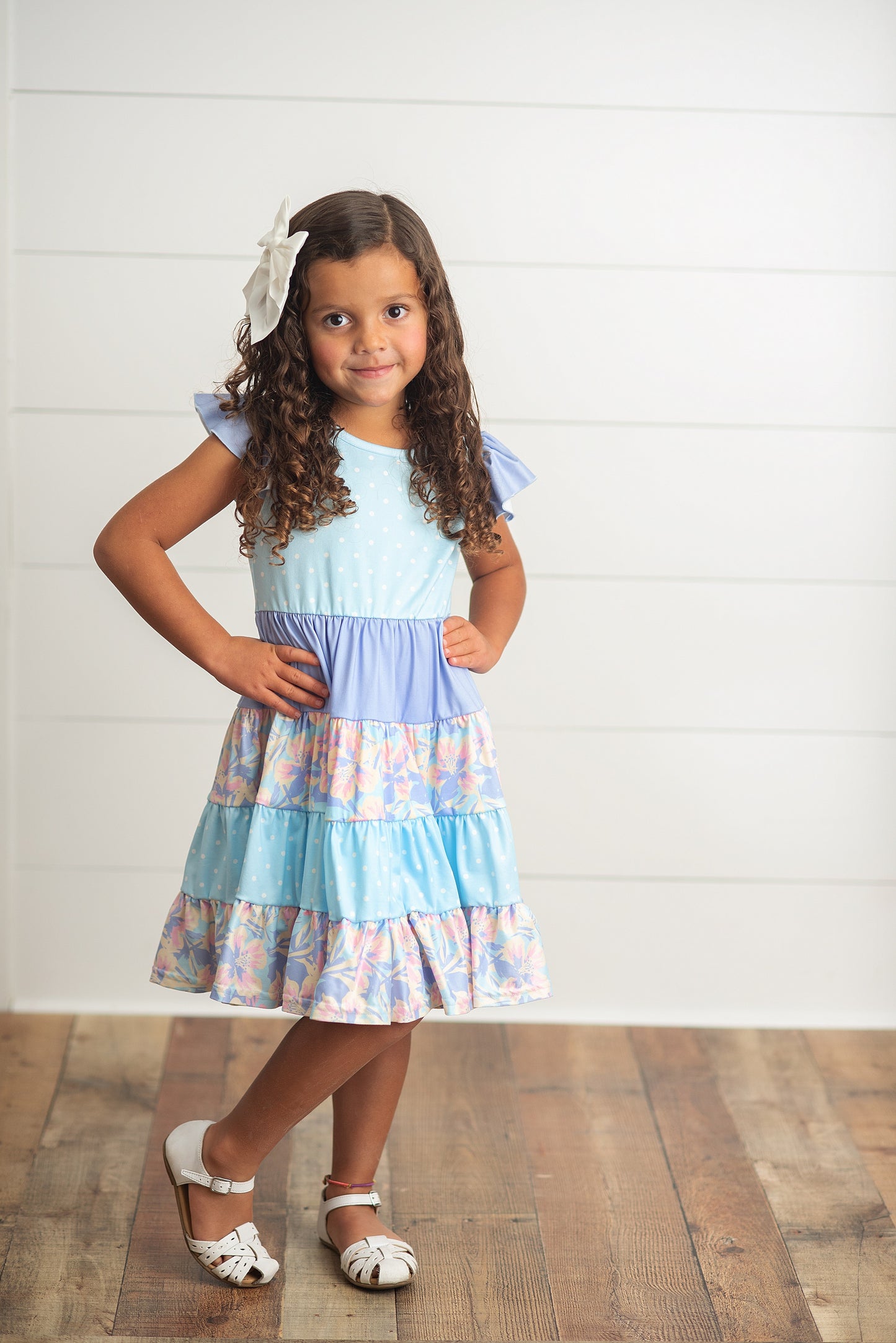 Blue & Purple Polka Dot Tiered Easter Dress