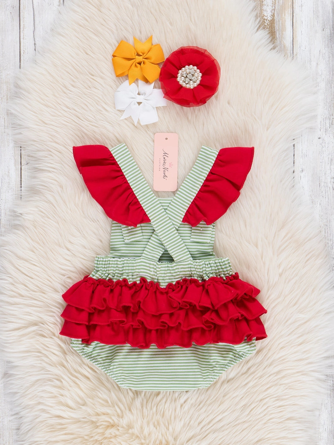 Striped farmhouse Ruffle Bubble
