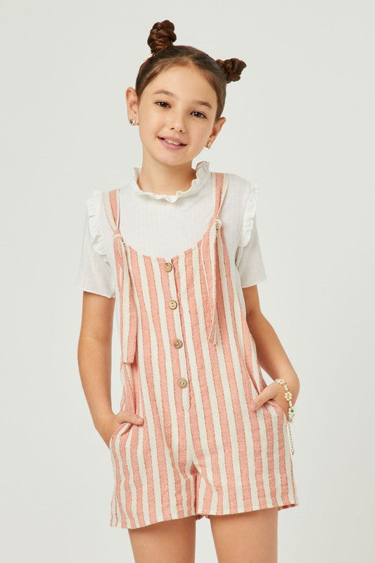 Blush Striped Tie Romper