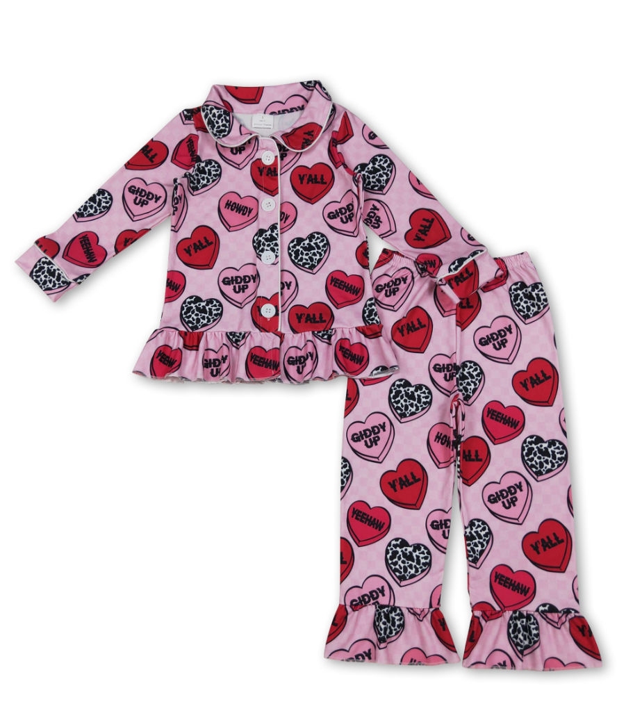 Cow Heart Long Sleeve Pajamas