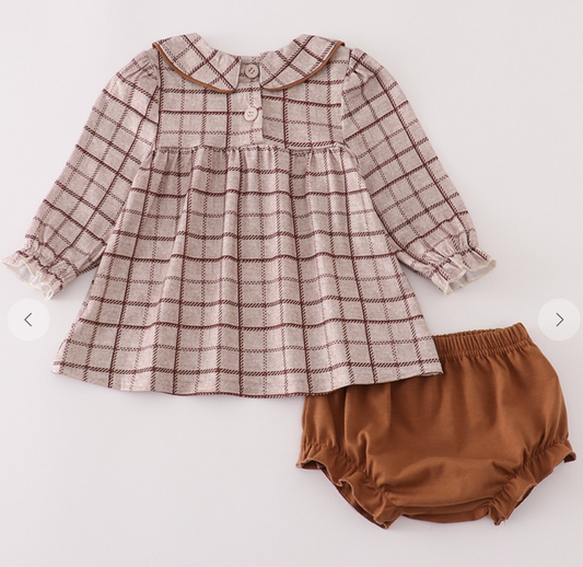 Brown Plaid Bloomer Set