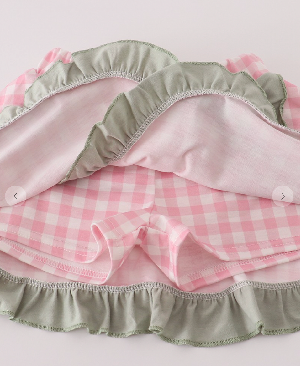 Sage Pumpkin Turkey Applique Skorts Set