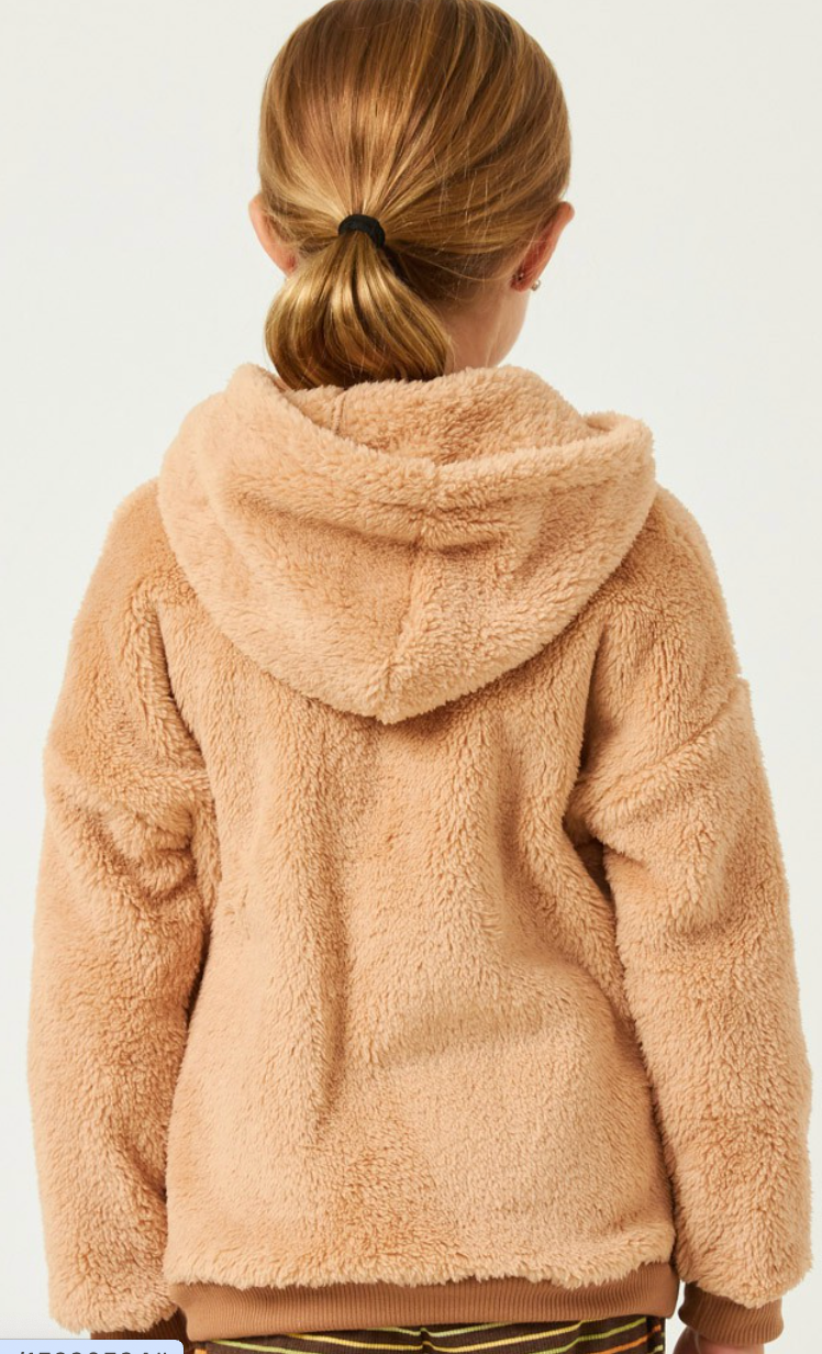 Girls Soft Fleece Kangaroo Pocket Half Zip Hoodie