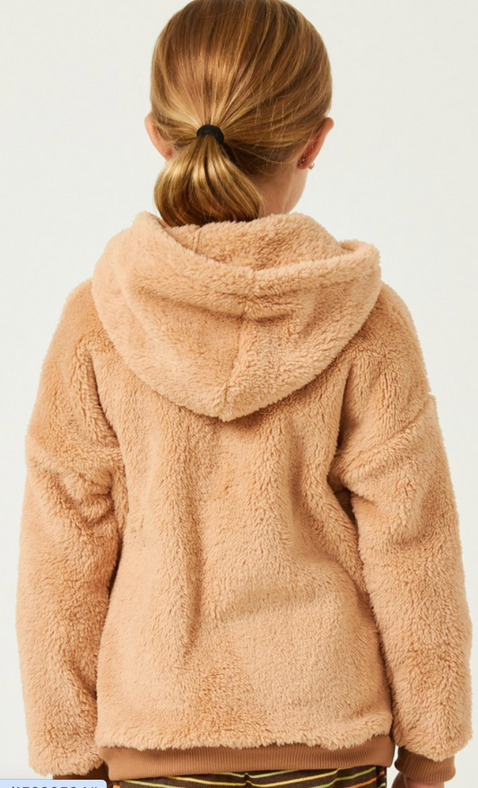 Girls Soft Fleece Kangaroo Pocket Half Zip Hoodie