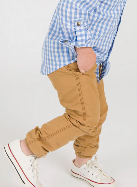 Boys Dark Khaki Jogger Pants