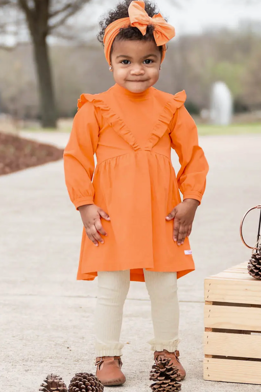 Girls Oatmeal Rib Knit Footless Ruffled Tights