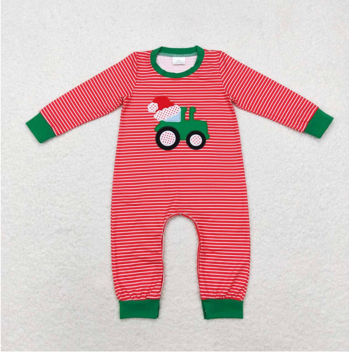 Santa Truck Embroidery Baby Christmas Romper