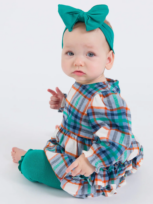 Baby Girls Peyton Plaid Woven Long Sleeve Bubble Romper