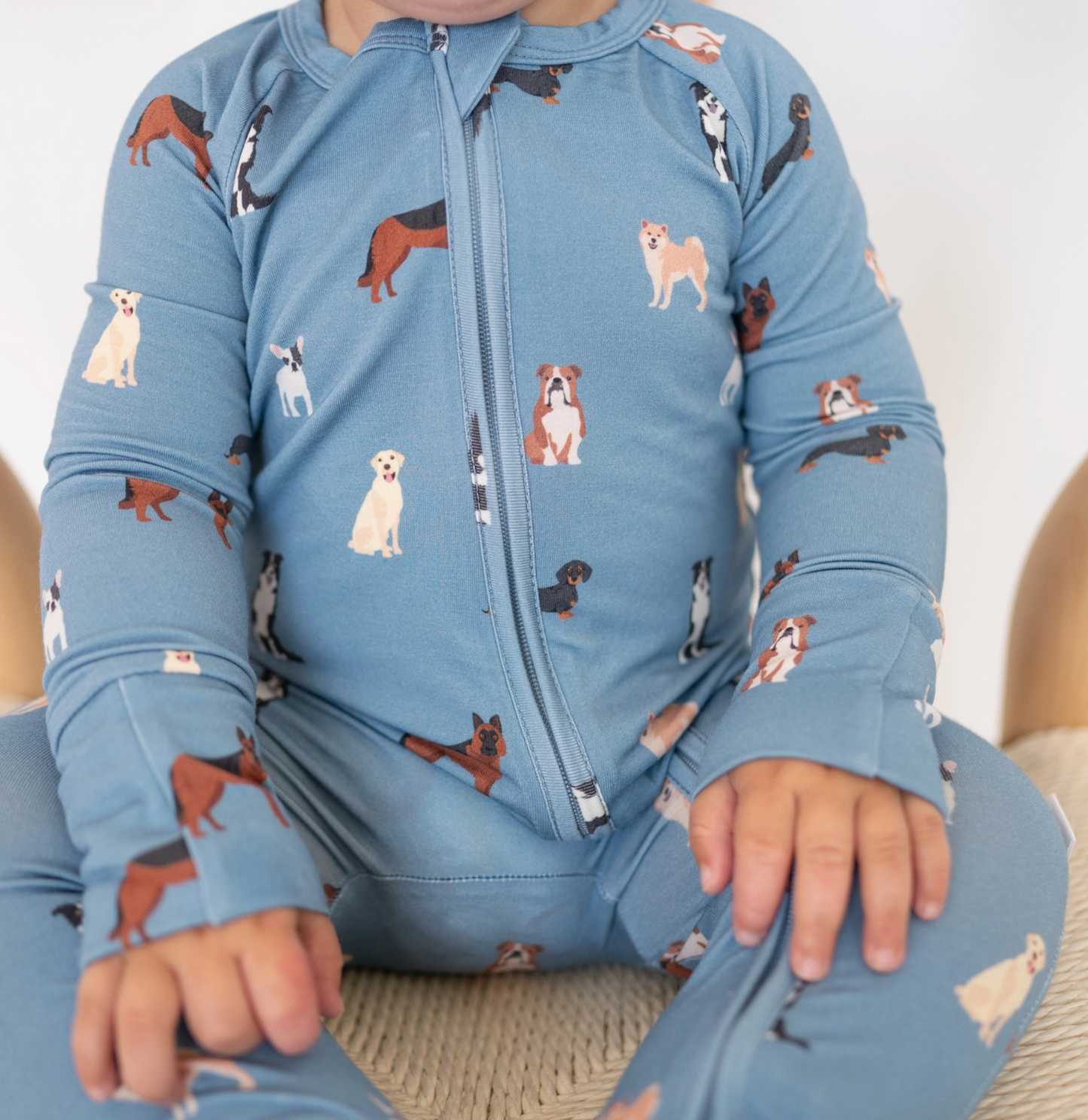 Bamboo 2-Way Convertible Zip Romper | Blue Dog