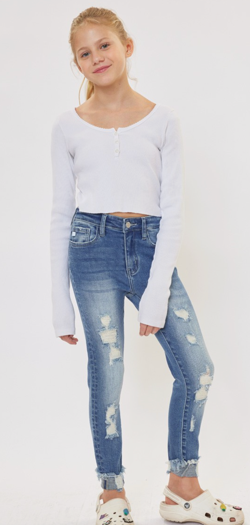 Girl Kids Open Pack High Rise Ankle Skinny