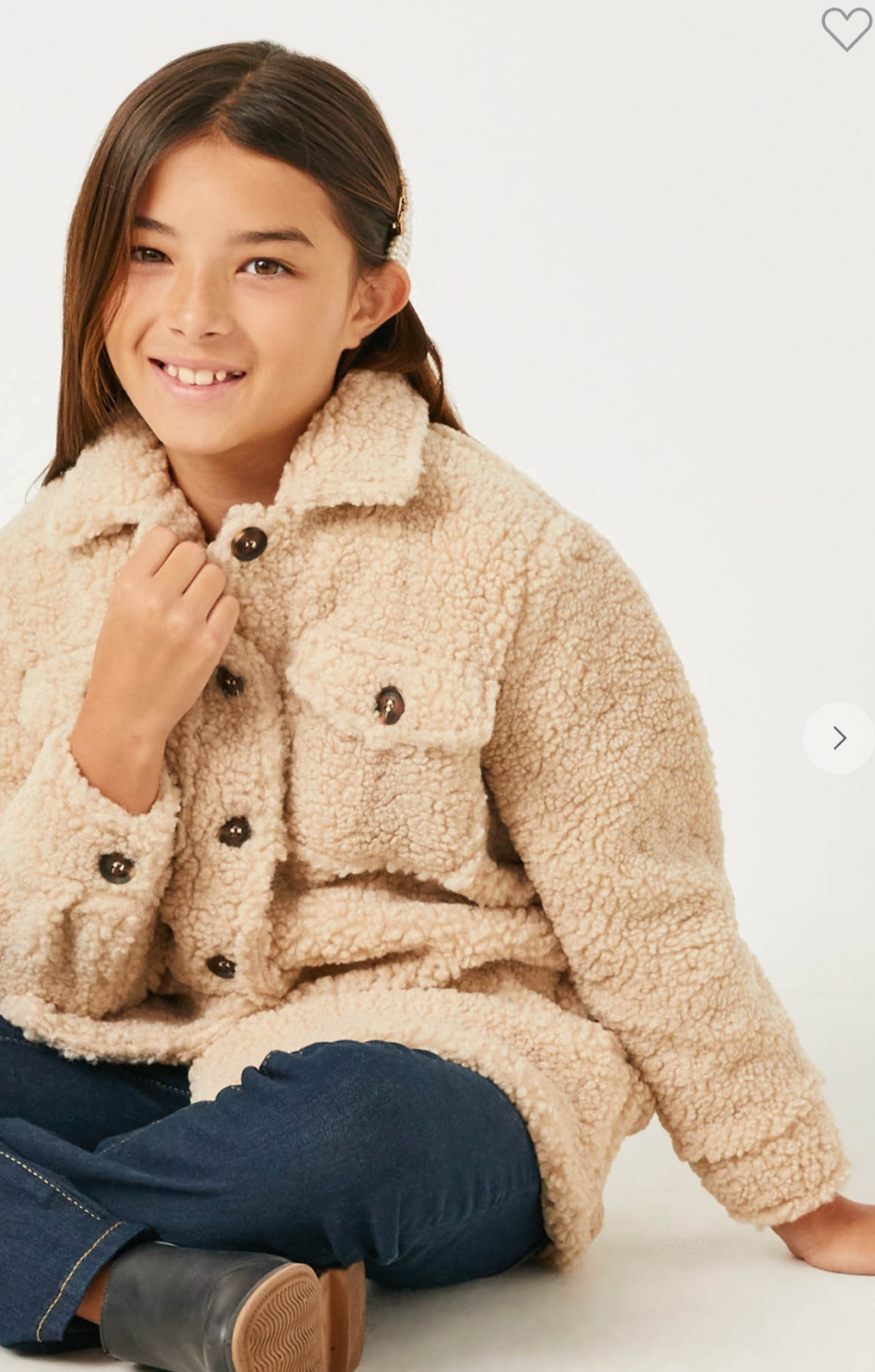Girls Collared Button Down Sherpa Jacket