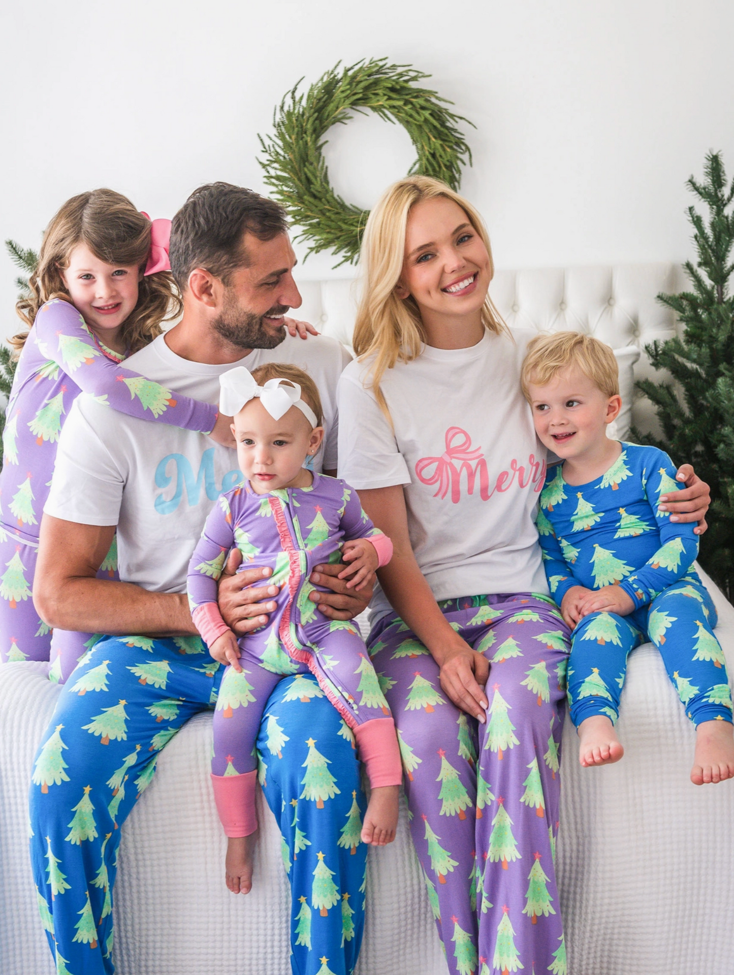 2 Piece Blue Christmas tree pajamas
