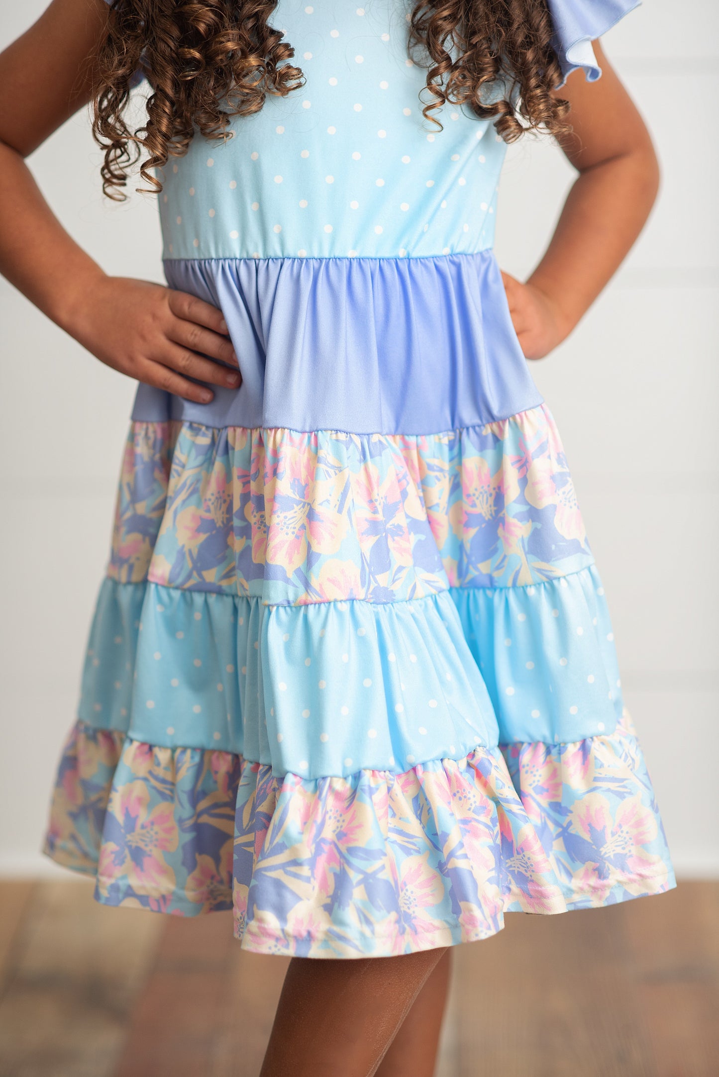 Blue & Purple Polka Dot Tiered Easter Dress