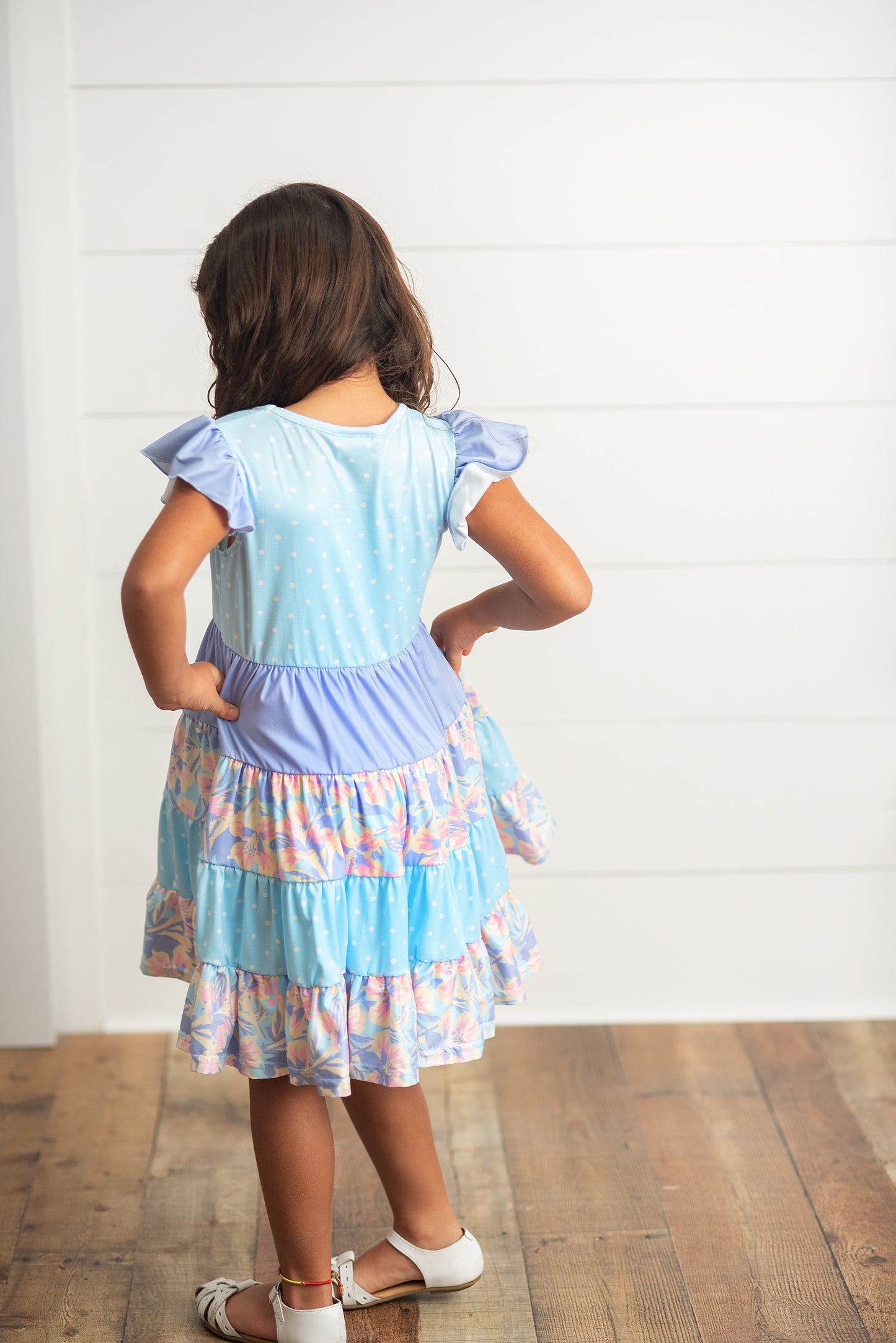 Blue & Purple Polka Dot Tiered Easter Dress