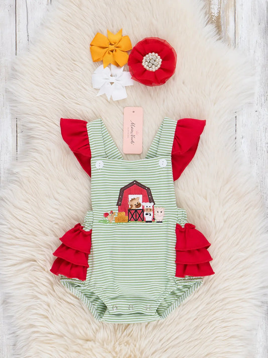 Striped farmhouse Ruffle Bubble