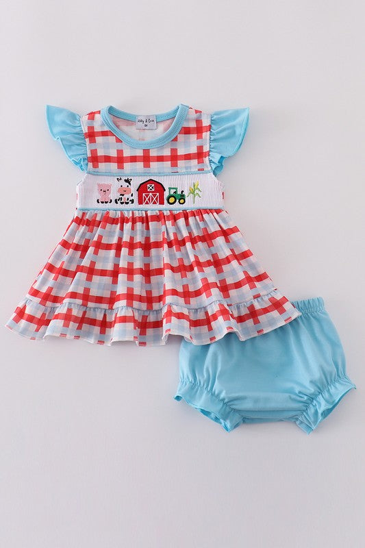 Blue Farm Smocked Bloomer Set