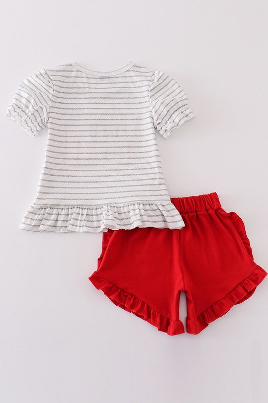 Red Farm Shorts Matching Set