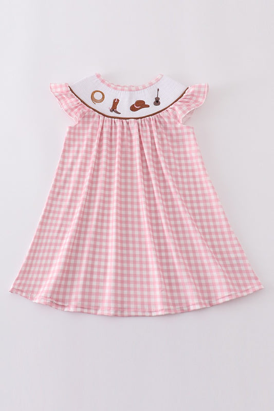Pink Western Embroidered Dress