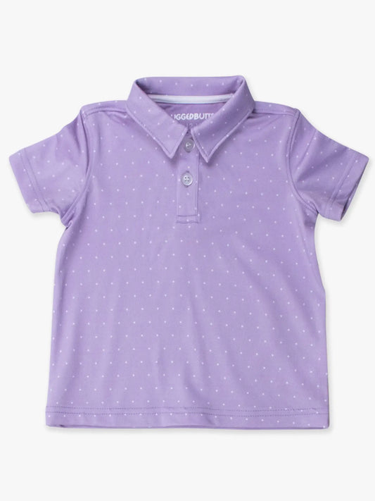 Lavender Pin Dot Knit  Short Sleeve Polo