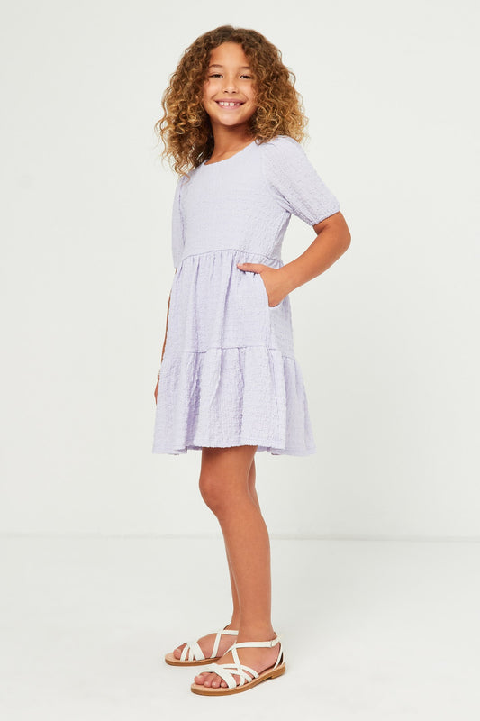 Girls lavender puff sleeve dress