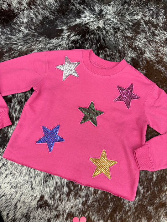 Sequins Stars Applique Sweatshirt