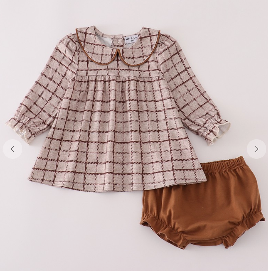 Brown Plaid Bloomer Set