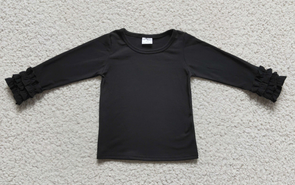 Black Cotton Long Sleeves Baby Girls Shirt