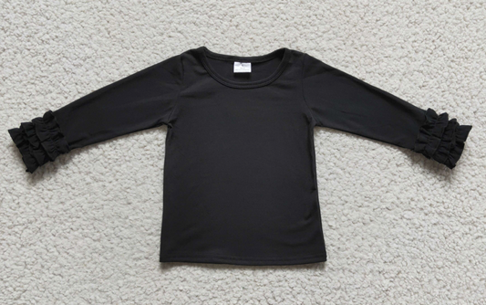 Black Cotton Long Sleeves Baby Girls Shirt