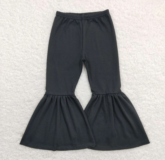 Black Cotton Girls Bell Bottom Pants