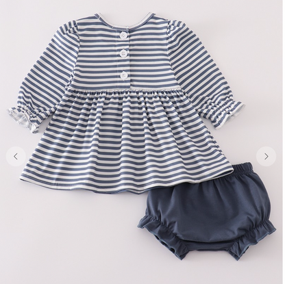Navy Stripe Deer Bloomer Set