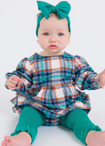 Baby Girls Peyton Plaid Woven Long Sleeve Bubble Romper