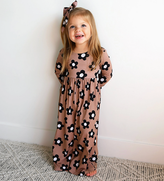 Coco Wide Leg Romper Bamboo Flowers Kids Clothing Outfit