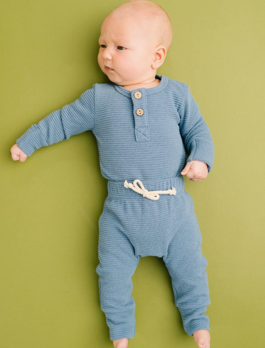 Dusty Blue Waffle Cozy Set