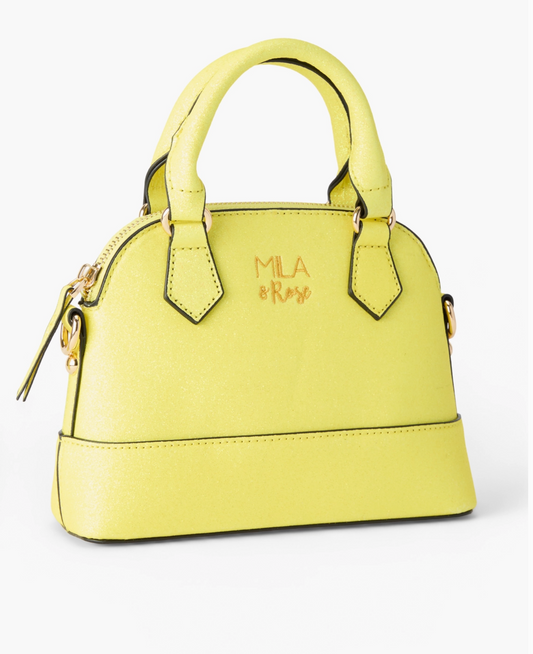 Neon Yellow Glitter Girl's Crossbody Purse