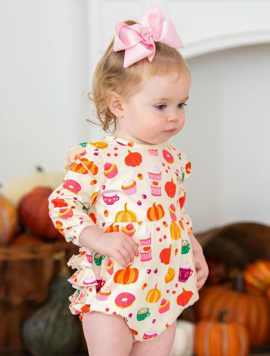 Baby Girls Fall Treats Knit Long Sleeve Flutter Bubble Romper