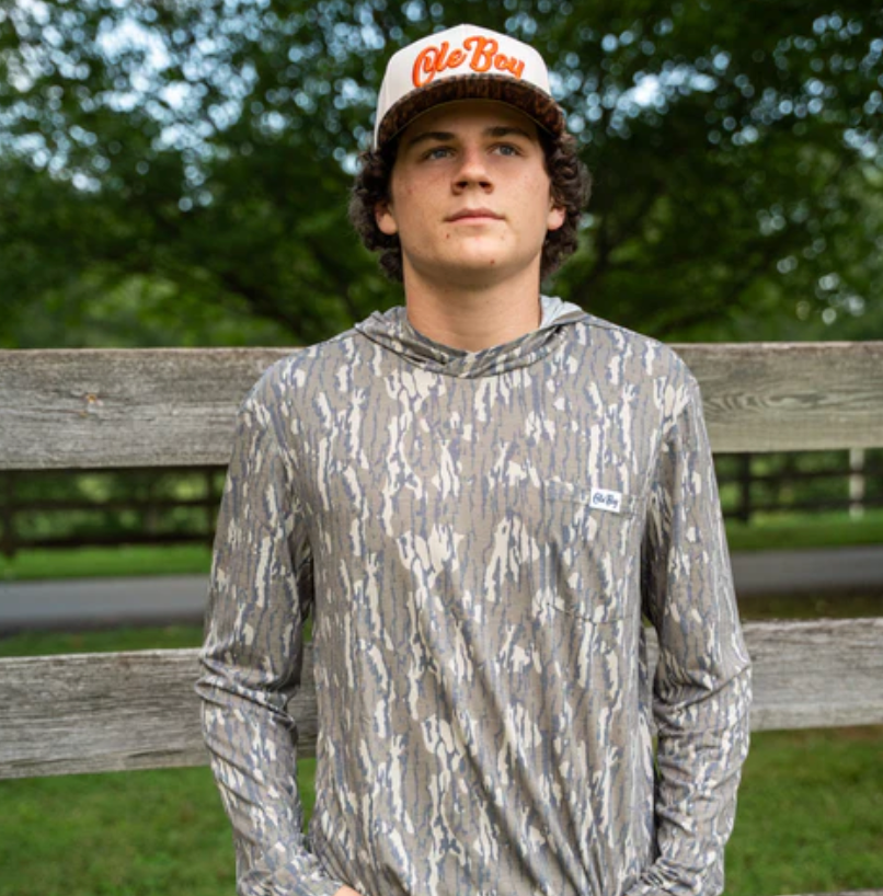 OLE BOY Performance Hooded Tee - Bottomland Camo