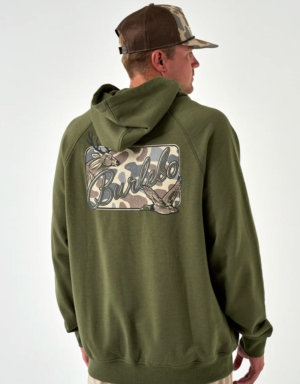 Fleece Hoodie - Deer Camo Patch Logo