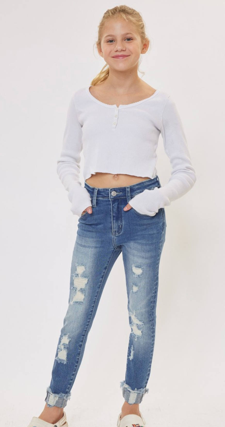 Girl Kids Open Pack High Rise Ankle Skinny