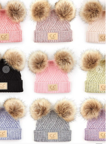 C.C Diagonal Tripes Pattern Baby Beanie