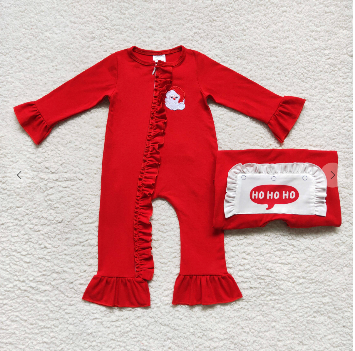 Santa Embroidery Hoho Ho Girls Christmas Romper