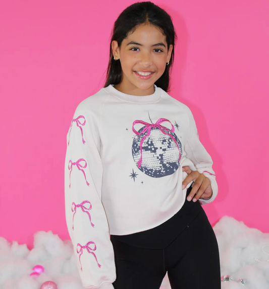 Embro Bows & Disco Ball Sweatshirt - Tween Girls