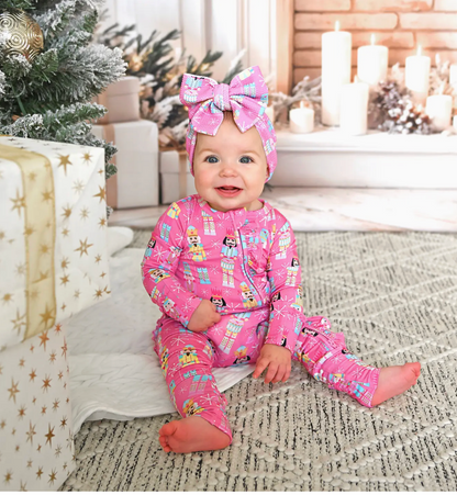 Nadia Nutcrackers Ruffle Zip Christmas Bamboo Sleeper