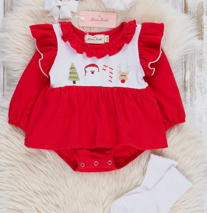 Holiday Embroidered Ruffle Bubble