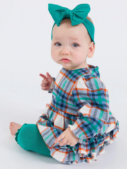 Baby Girls Peyton Plaid Woven Long Sleeve Bubble Romper