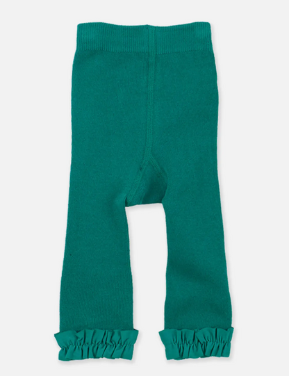 Girls Emerald Green Footless Ruffle Tights