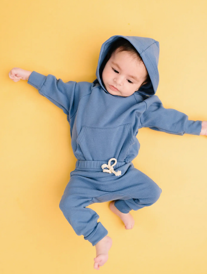 Lake Blue Hoodie Romper Set