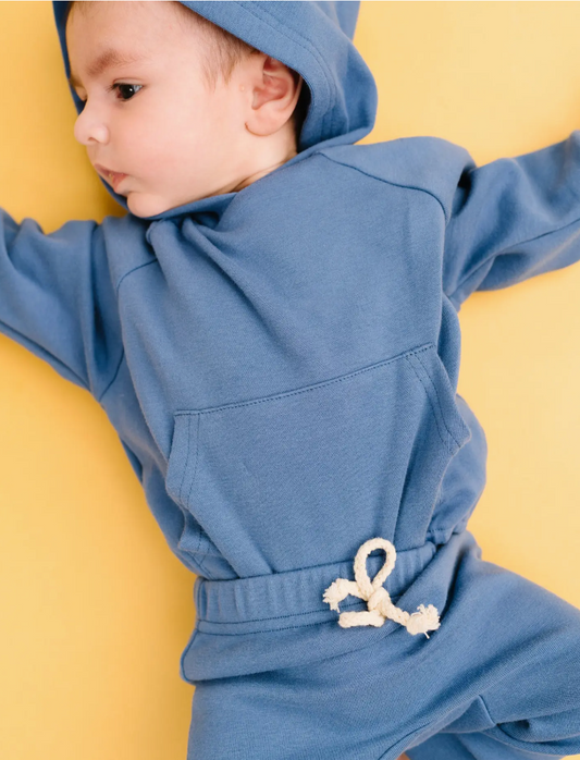 Lake Blue Hoodie Romper Set