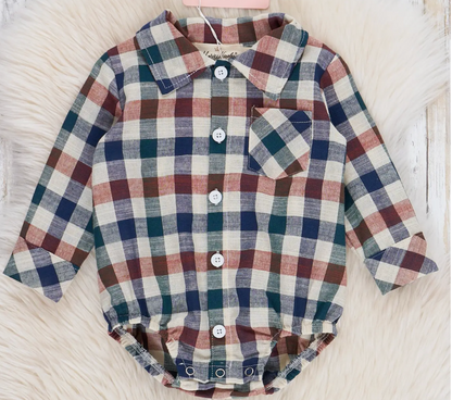 Fall Vintage Plaid Button Up Bubble