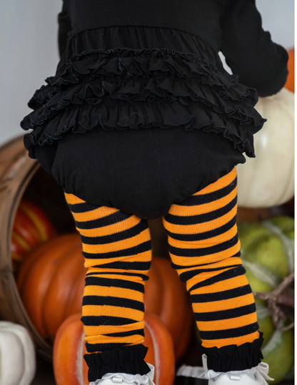 Baby Girls Black Knit Long Sleeve Flutter Bubble Romper