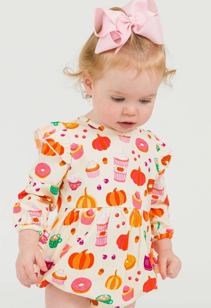 Baby Girls Fall Treats Knit Long Sleeve Flutter Bubble Romper